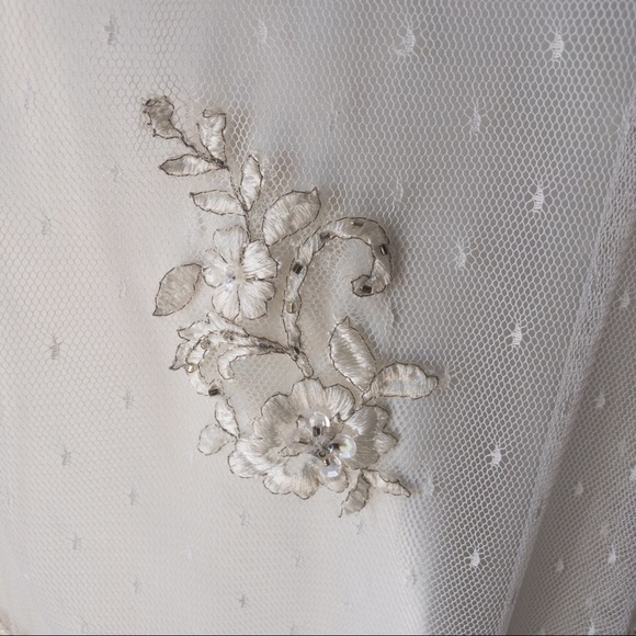 ALFRED ANGELO Strapless Cream Satin/Lace/Flower Detail Women's Dress Size M - Picture 7 of 15